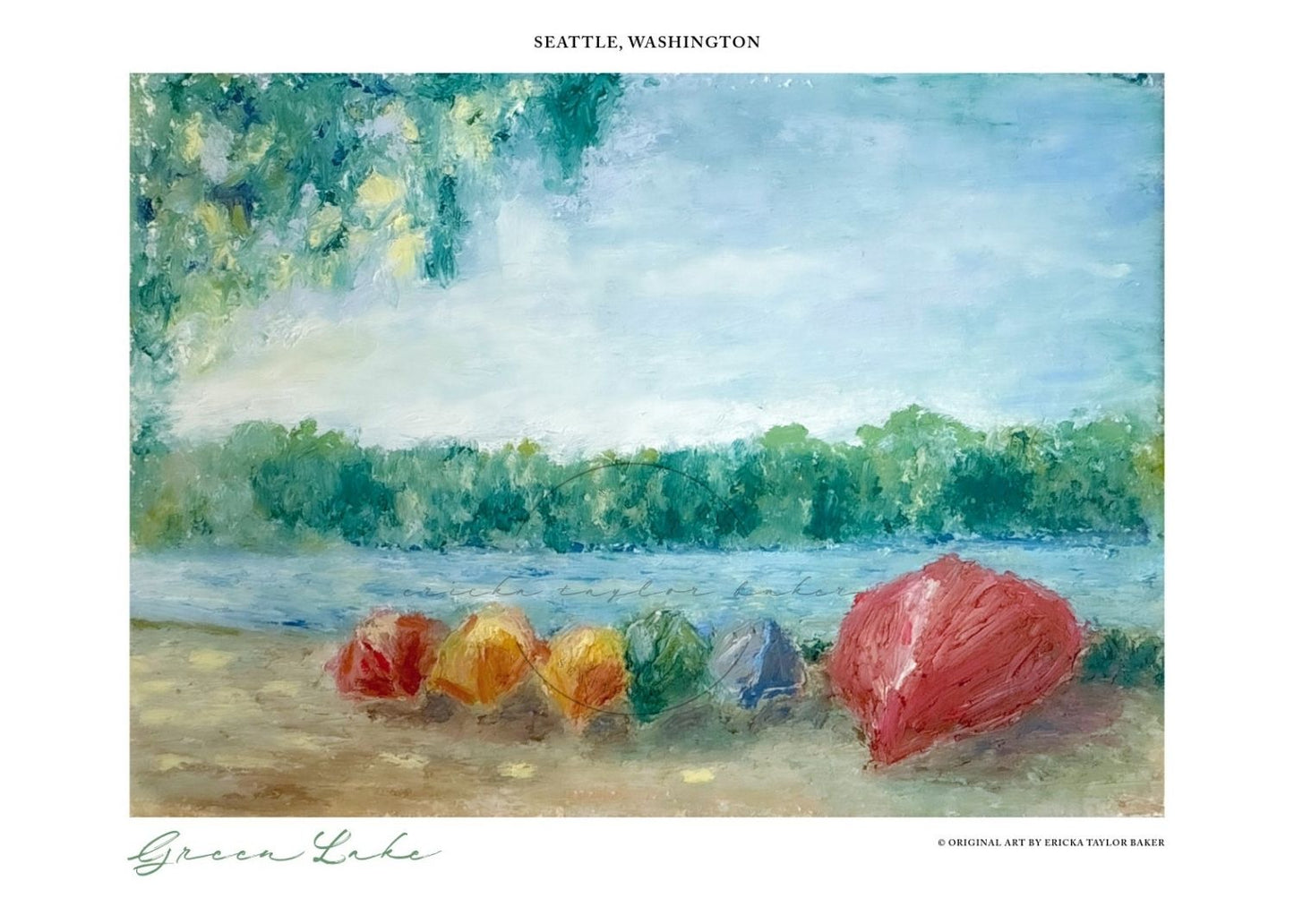Green Lake Canoes Print