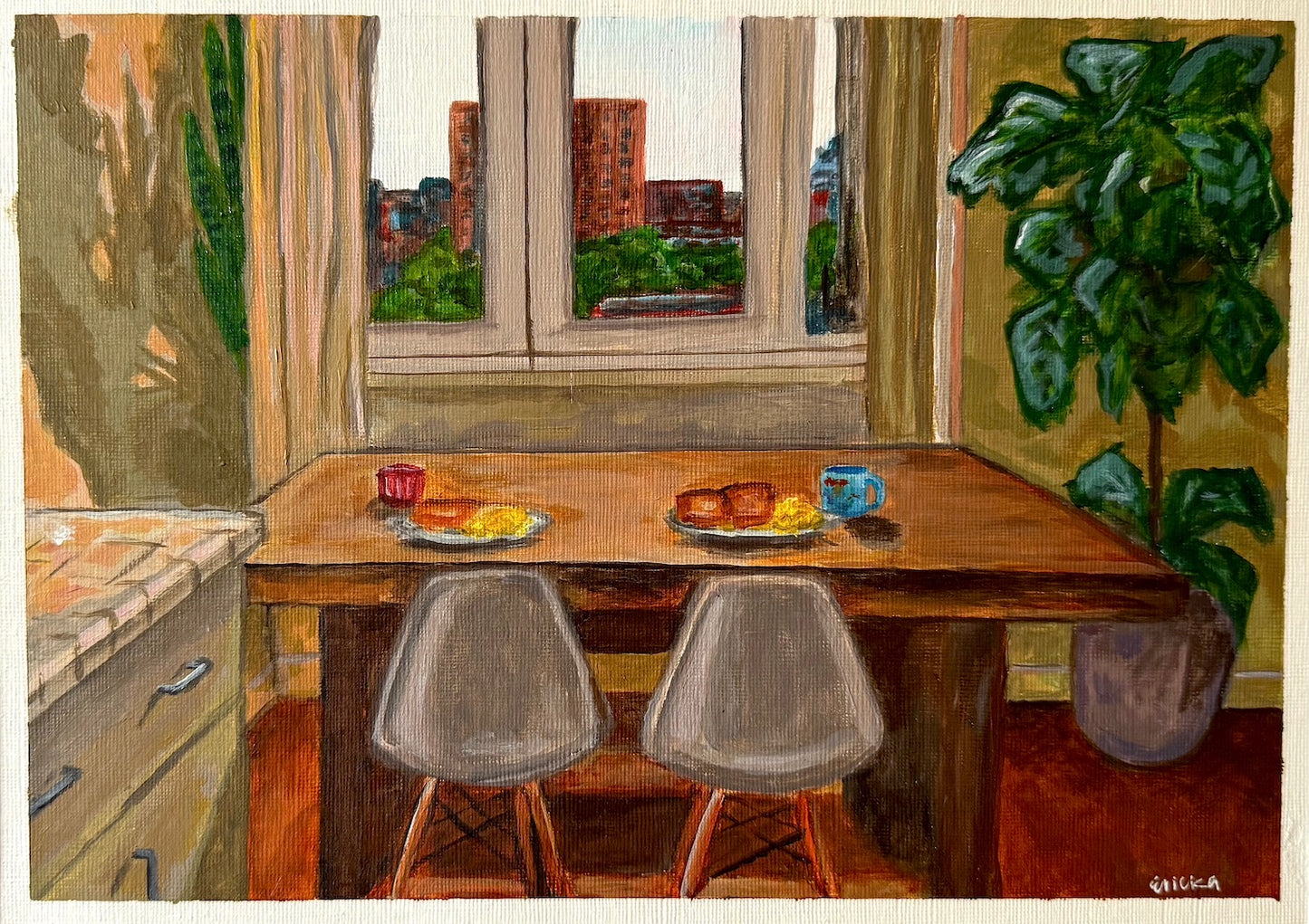 Sunlit Breakfast - Original Acrylic Painting