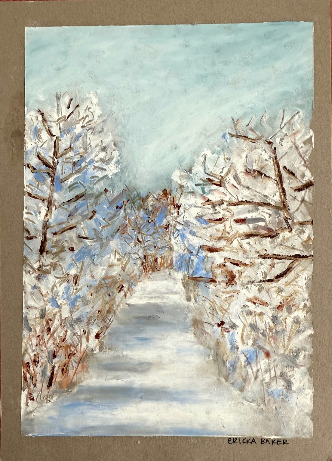 Snowy Day - Original Oil Pastel