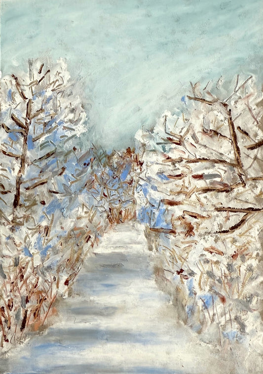 Snowy Day - Original Oil Pastel