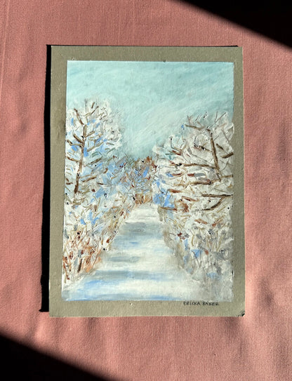 Snowy Day - Original Oil Pastel